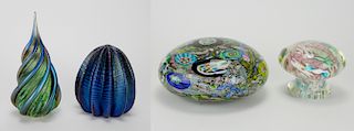 Art Glass 2 sculptures and 2 paperweights
