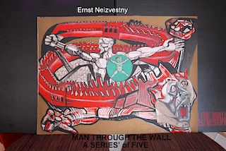 Ernst Neizvestny Man Through The Wall Original Lithograph