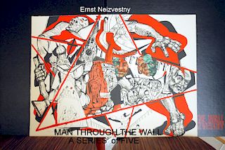 Ernst Neizvestny Man Through The Wall Lithograph 42/185