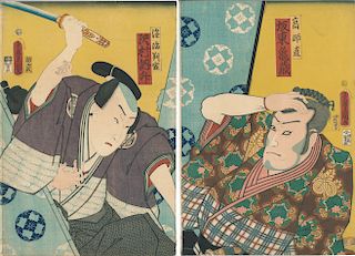 Utagawa Kunisada/Toyokuni III Pair Japanese Woodblock Prints 