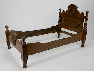 Victorian walnut doll bed