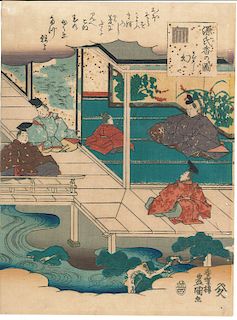 Utagawa Kunisada/Toyokuni III Japanese Woodblock Print "The Seer" 