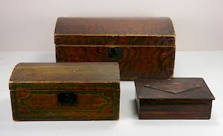 3 American Folk art storage chests
