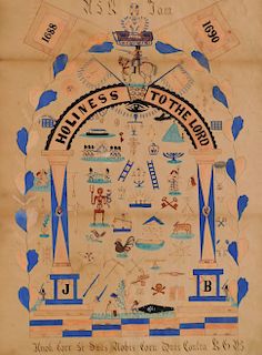 19th c. Fraternal order watercolor