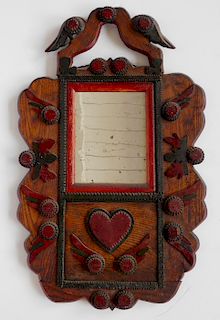 Tramp Art frame with mirror