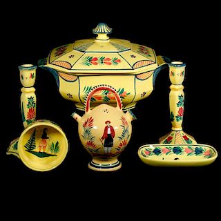 Seven French Quimper ware pieces.