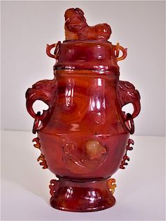 Mongolian Red Agate Urn