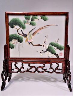 Chinese Double-sided Embroidered Table Screen