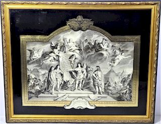 Gilt-Decorated Engraving of Louis XIV