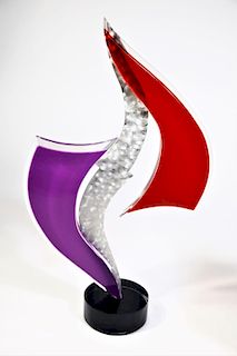 Red & Purple Acrylic Flame Shape Sculpture