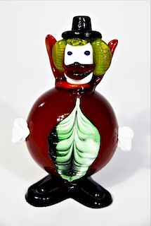 Multi Colored Murano Style Glass Clown Figurine