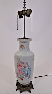 20th C. Chinese Style Roleaux Lamp