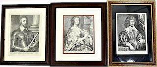 (3) Anthony van Dyck (1599-1649) Flemish Engraving