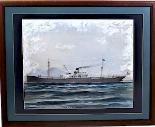 Early 20th C. USS Winding Gulf, Gouache on paper