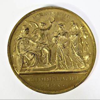 1873 Gilded Bronze Austrian Medal
