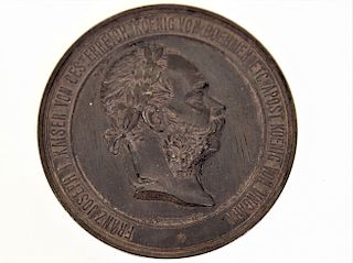 1873 Austrian Bronze Medal, Franz Joseph I