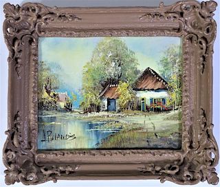 J. Rolands, Oil on Canvas "Shanty", Signed