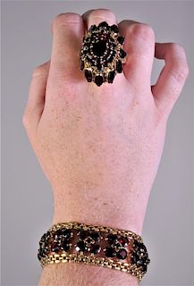 Hungarian Garnet 14k Gold Ring & Bracelet