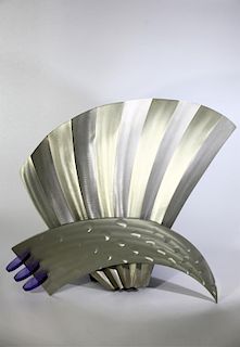Large Aluminum Wall Sculpture with Lucite Accents