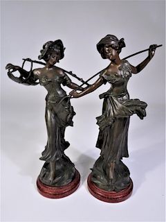 Pair of 19th Century French "Flora" Bronze Statues
