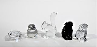 (5) Signed Baccarat & Daum Glass Animal Figures