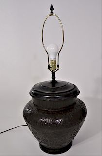 Hand Hammered Tin Jar Table Lamp