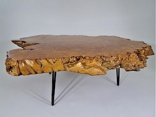 Mid Century Modern Burl Wood Coffee Table