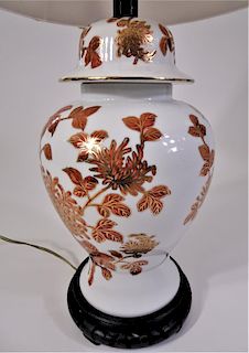 Chinese Porcelain Ginger Jar Floral Lamp