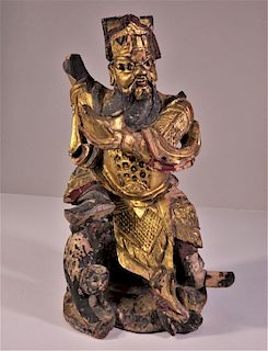 Chinese Gilt Wood Carved Temple Figure
