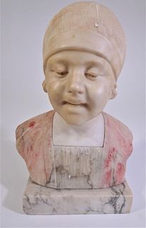 White & Pink Marble Bust of Child