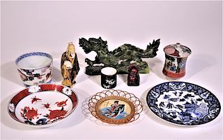 (9) Chinese/Japanese Pieces. Stone Dragon, Buddha & More
