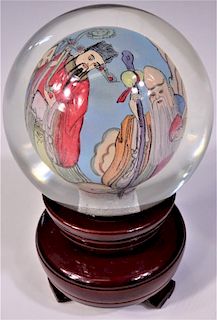 Chinese Painted Reverse Glass Paperweight