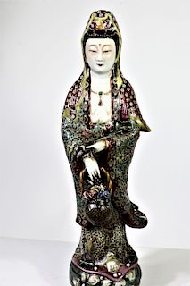 Famille Rose Guan Yin Statue