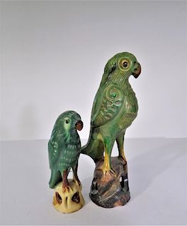 Set of Green Ceramic Birds