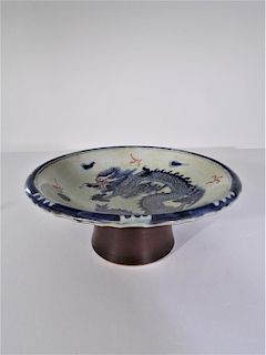 Chinese Blue & White Five Claw Dragon Serving Bowl