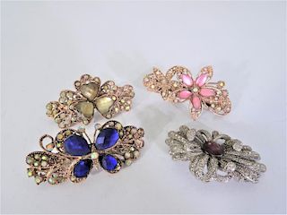 (4) Inset Colored Jewel Pendants/Clips