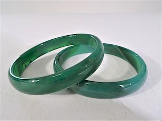 (2) Green Stone Bracelets
