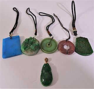 (6) Colored Stone Pendants