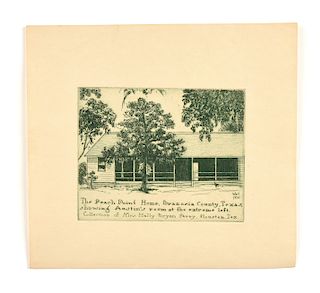 after BERNHARDT WALL (American 1872-1956) A PRINT, "The Peach Point home, Brazoria County, Texas, Showing Austin's room at the extreme left," CIRCA 19