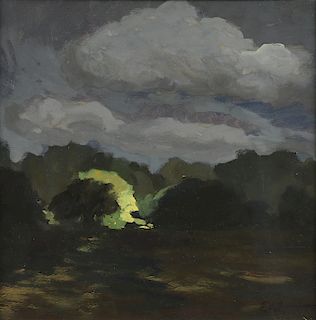 FRANK SIMON HERRMANN (AMERICAN 1866-1942), A PAINTING, "Moonlit Clouds,"