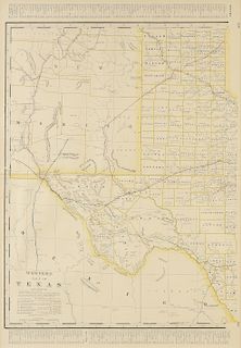 AN ANTIQUE MAP, "Western Half of Texas," CIRCA 1901,