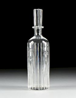 A BACCARAT CRYSTAL ROUND WHISKEY DECANTER, HARMONIE PATTERN, SIGNED, 20TH CENTURY,