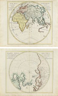 TWO ANTIQUE MAPS, "Orbis Terrarum veteribus cogniti Typus admentem veterum Geographorum præsentatur a Christ," AND "Facies Poli Arctici," NUREMBURG, C
