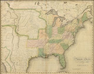 AN ANTIQUE MAP, "United States of America," NEW YORK, 1827,