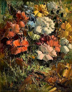 JOSE VIVES-ATSARA (Spanish/American 1919-2004) A PAINTING, "Wild Flowers,"