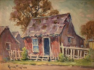 ROLLA SIMS TAYLOR (American/Texas 1872-1970) A PAINTING, "Home Sweet Home, San Antonio West Side," 1964,