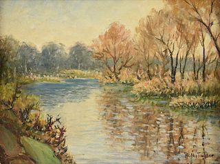 ROLLA SIMS TAYLOR (American/Texas 1872-1970) A PAINTING, "Riverscape,"