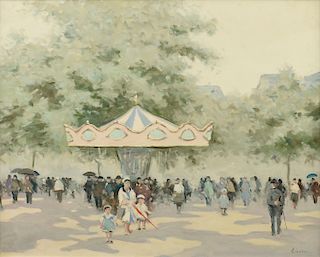 ANDRE GISSON (American 1921-2003) A PAINTING, "Carousel,"