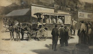 FRANK TENNEY JOHNSON (American 1874-1939) A PAINTING, "Schoolbus," 1912,
