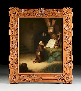 A LARGE BERLIN KPM HAND PAINTED PORCELAIN PLAQUE OF ST JEROME, BY EMIL ECKARDT, IMPRESSED MARKS, SECOND HALF 19TH CENTURY,